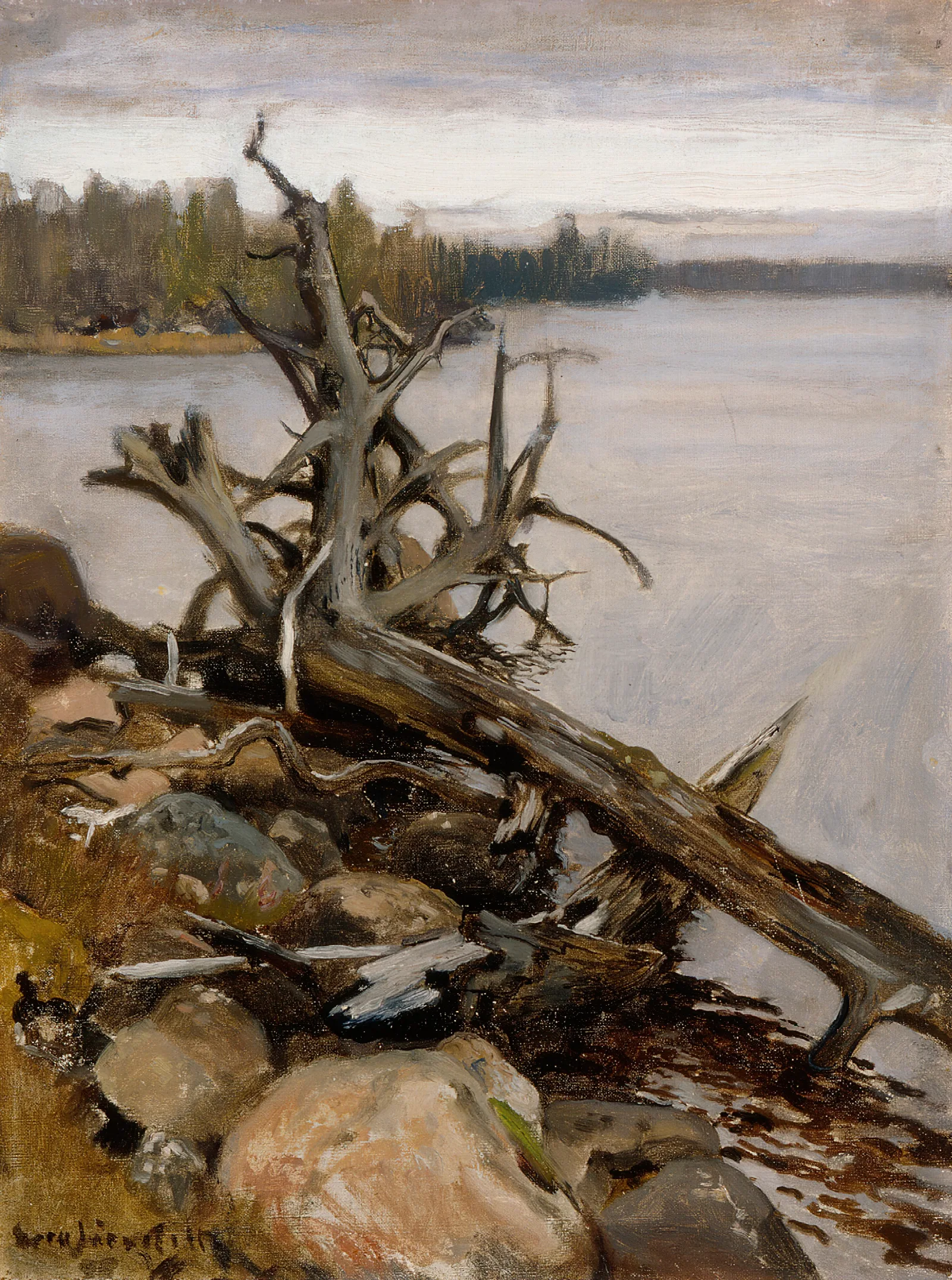 Dead Pine In The Water Wall Art by Eero Järnefelt - Canvas Print