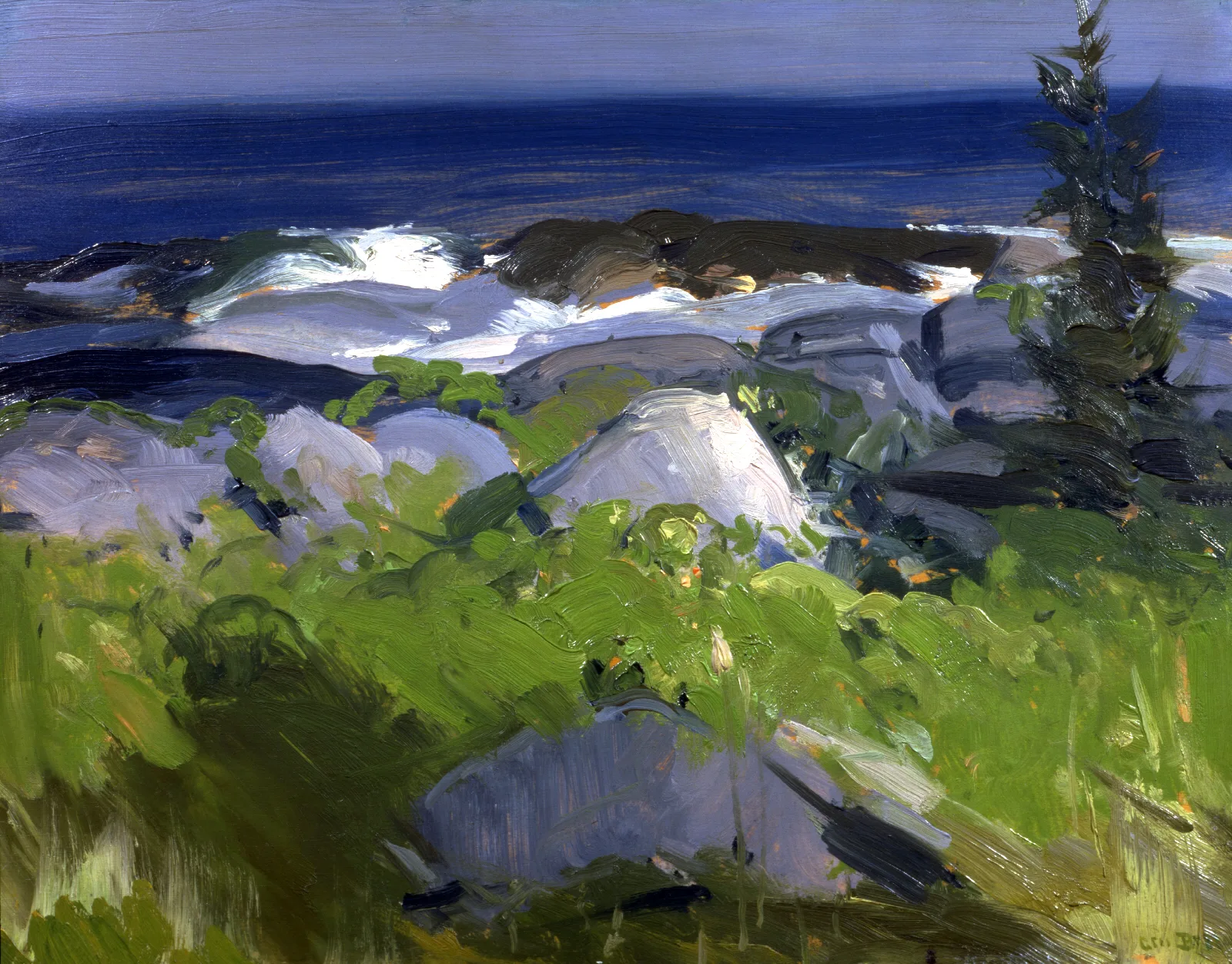 Vine Clad Shore Monhegan Island Wall Art by George Wesley Bellows - Canvas Print