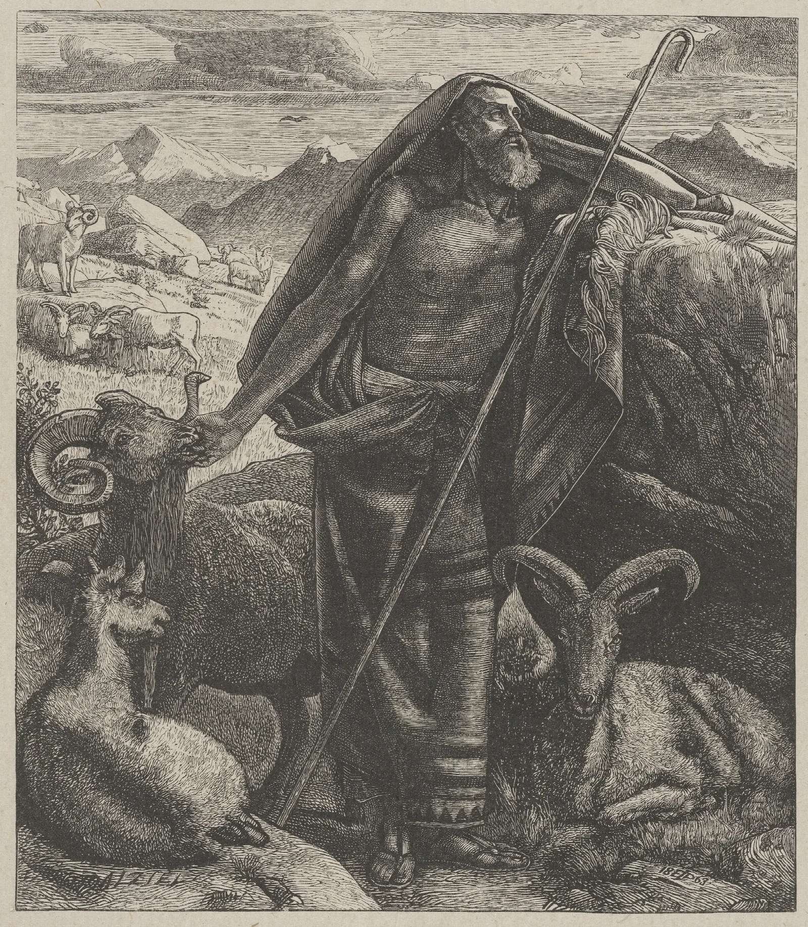 Moses Keeping Jethros Sheep Wall Art by Edward John Poynter - Canvas Print