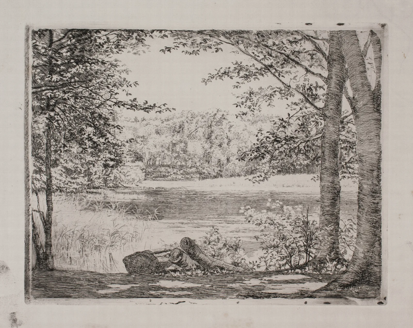 A Forest Lake Near Hellebaek Wall Art by Carl Bloch - Canvas Print