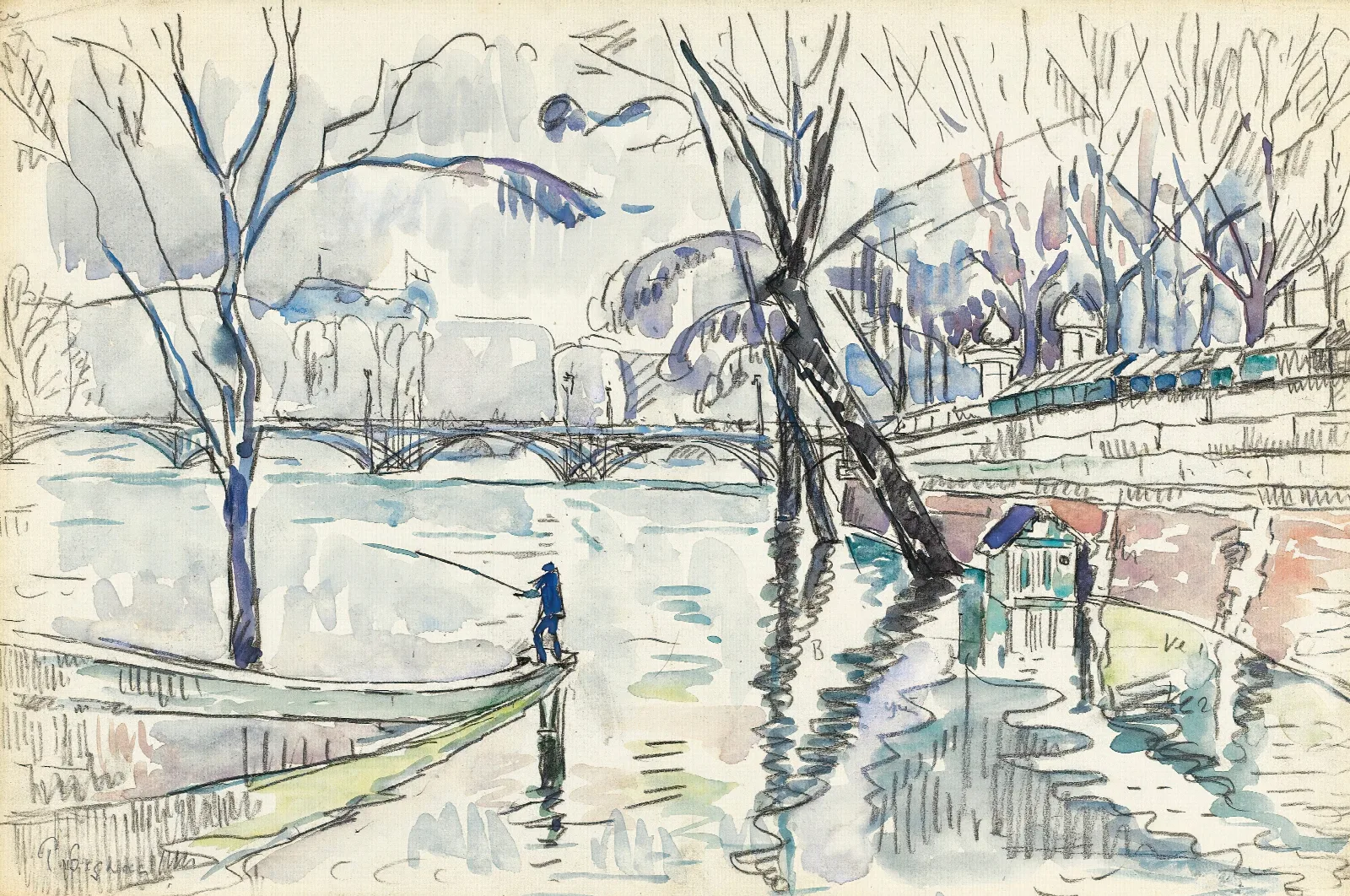 Paris Le Pont Des Arts Wall Art by Paul Signac - Canvas Print