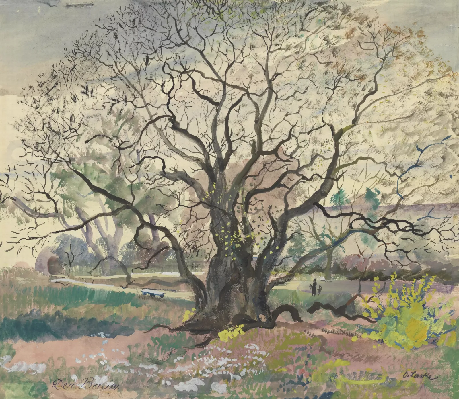 Baum Im Fruhling Wall Art by Oskar Laske - Canvas Print
