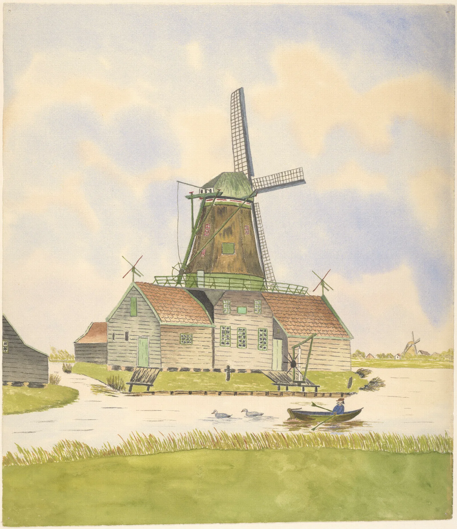 Verfmolen De Kuiper Of De Jonge Kuiper Stond Aan De Engewormerringsloot Noordzijde Op De Oosthoek Van De Karnsloot Wall Art by Johannes Nicolaas Eijman - Canvas Print