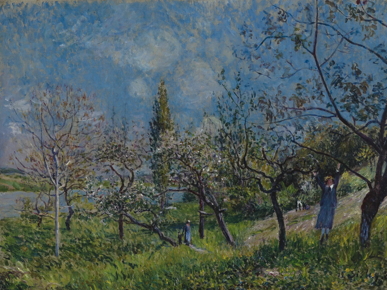 Orchard In Spring Wall Art by Alfred Sisley - Canvas Print