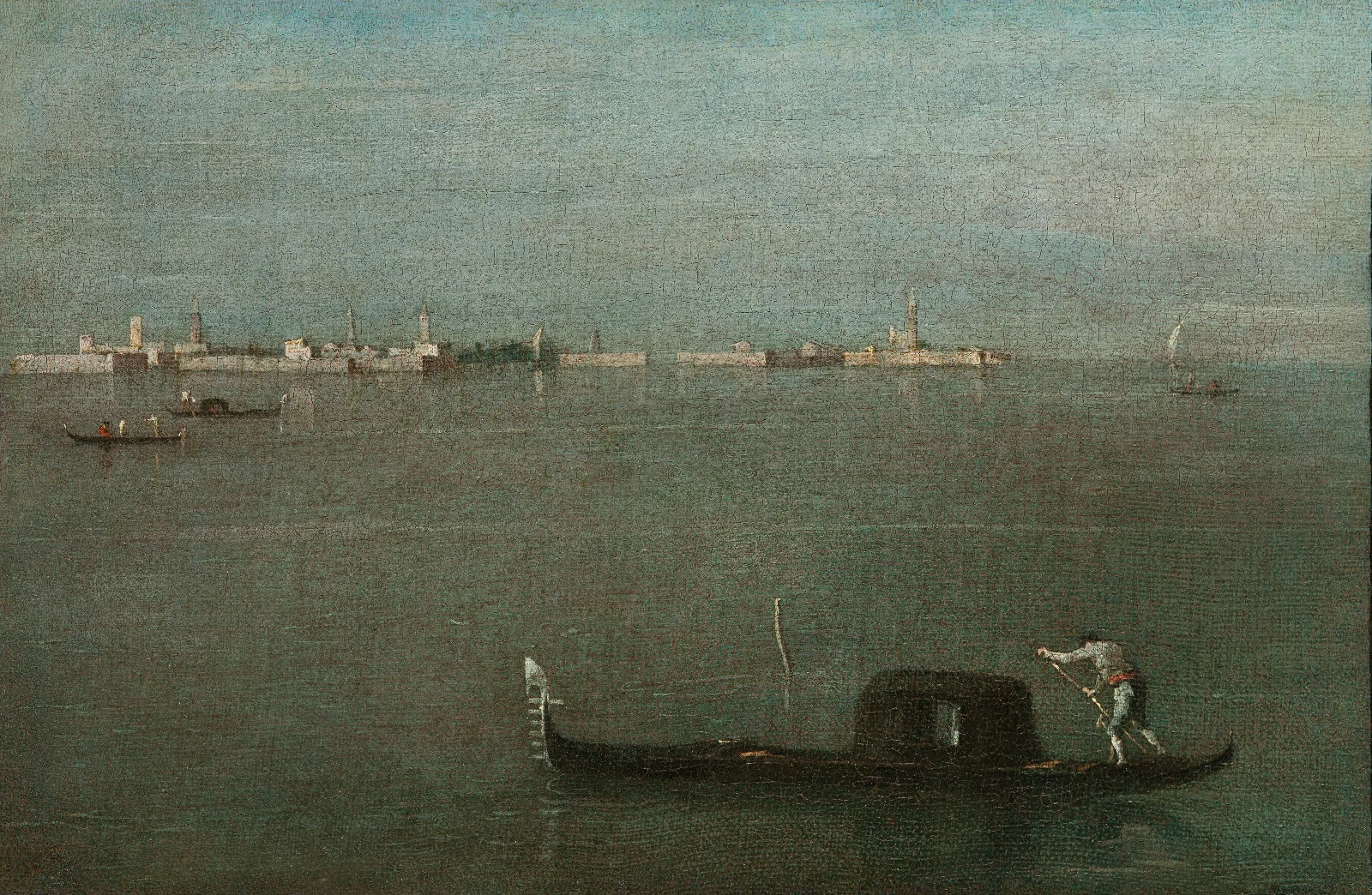The Grey Lagoon Gondolas On The Lagoon Wall Art by Francesco Guardi - Canvas Print