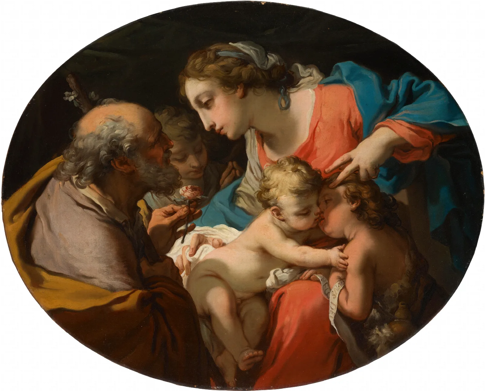 The Holy Family With The Infant Saint John The Baptist And An Angel Wall Art by Gaetano Gandolfi - Canvas Print