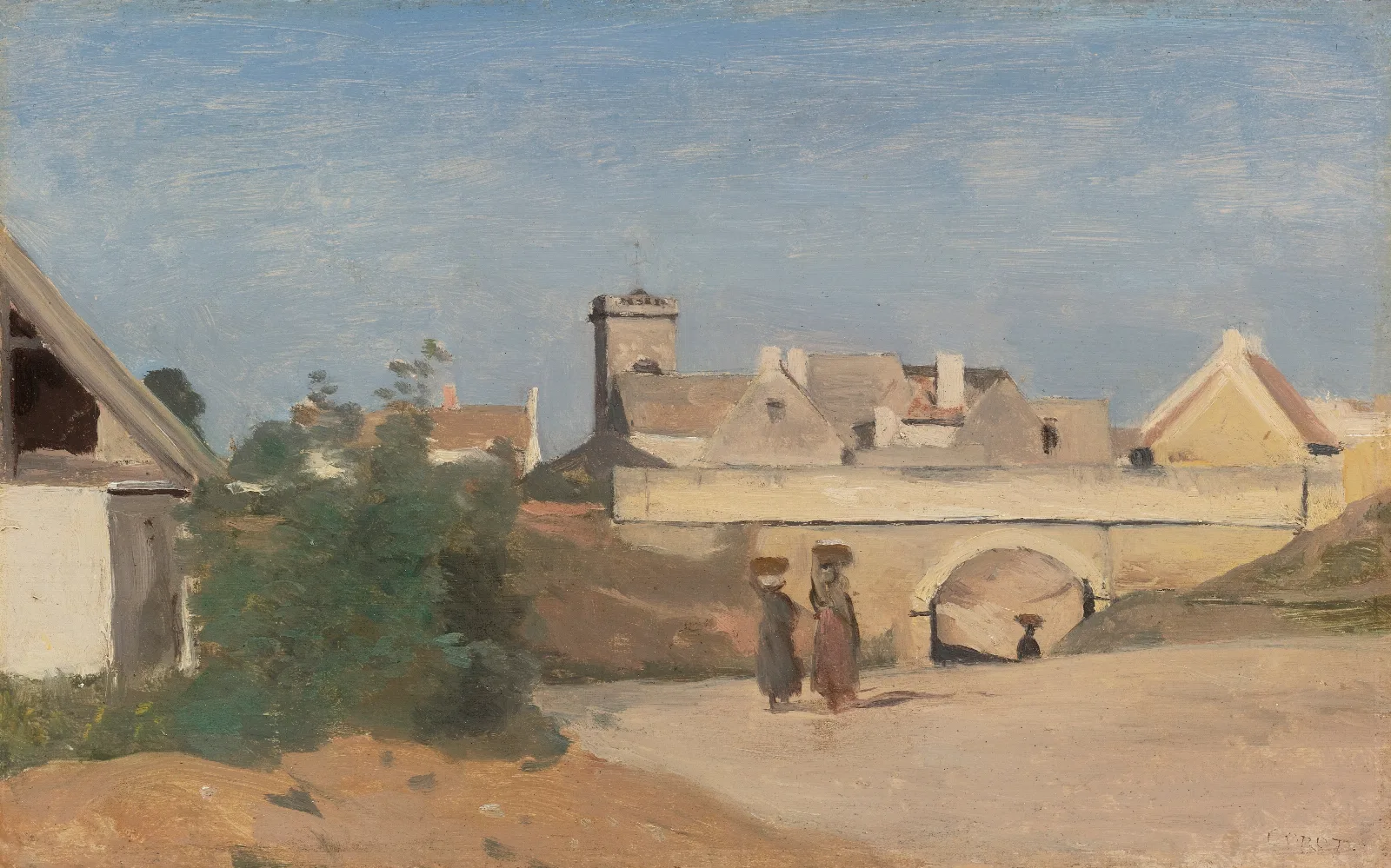 Un Faubourg De Ville Wall Art by Jean-Baptiste-Camille Corot - Canvas Print