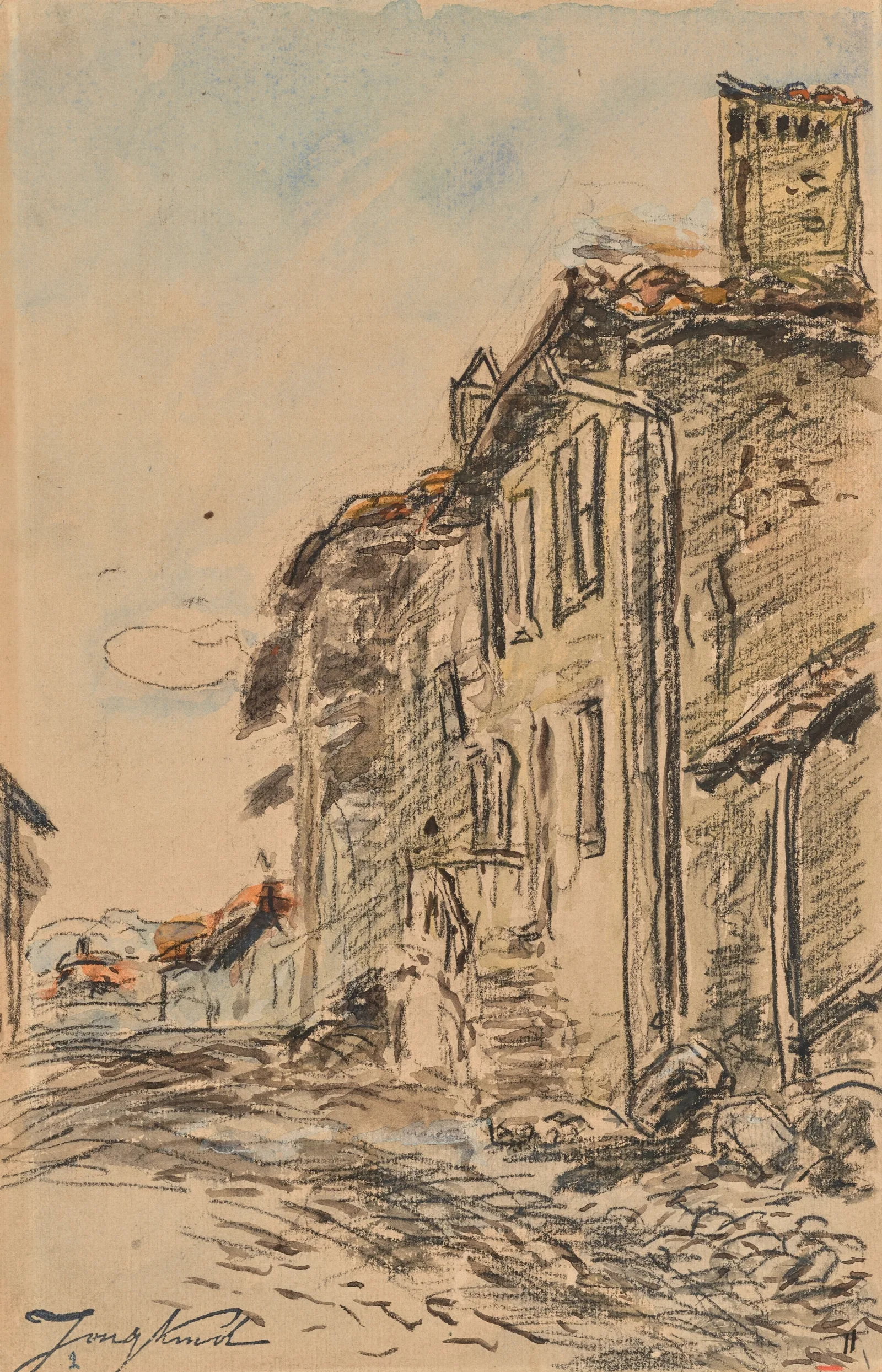 Rue A La Cote Saint Andre Dauphine Wall Art by Johan Barthold Jongkind - Canvas Print