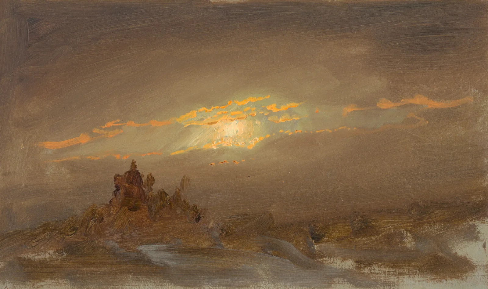 Winter Landscape At Moonlight Wall Art by Frederic Edwin Church - Canvas Print