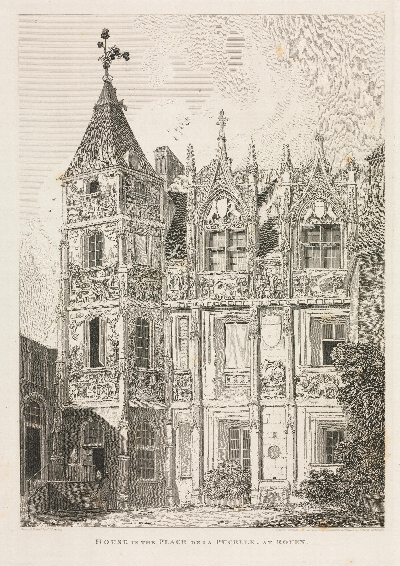 House In The Place De La Pucelle At Rouen Wall Art by John Sell Cotman - Canvas Print