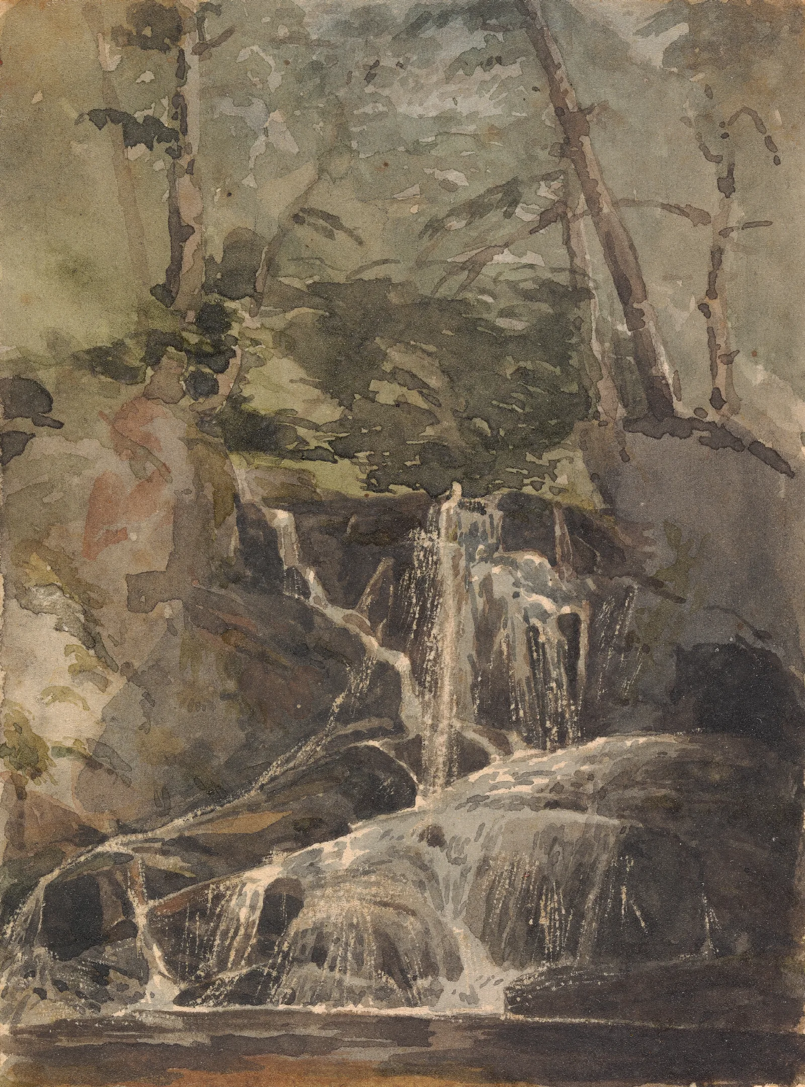 Small Waterfall In Forest Wall Art by Thomas Sully - Canvas Print