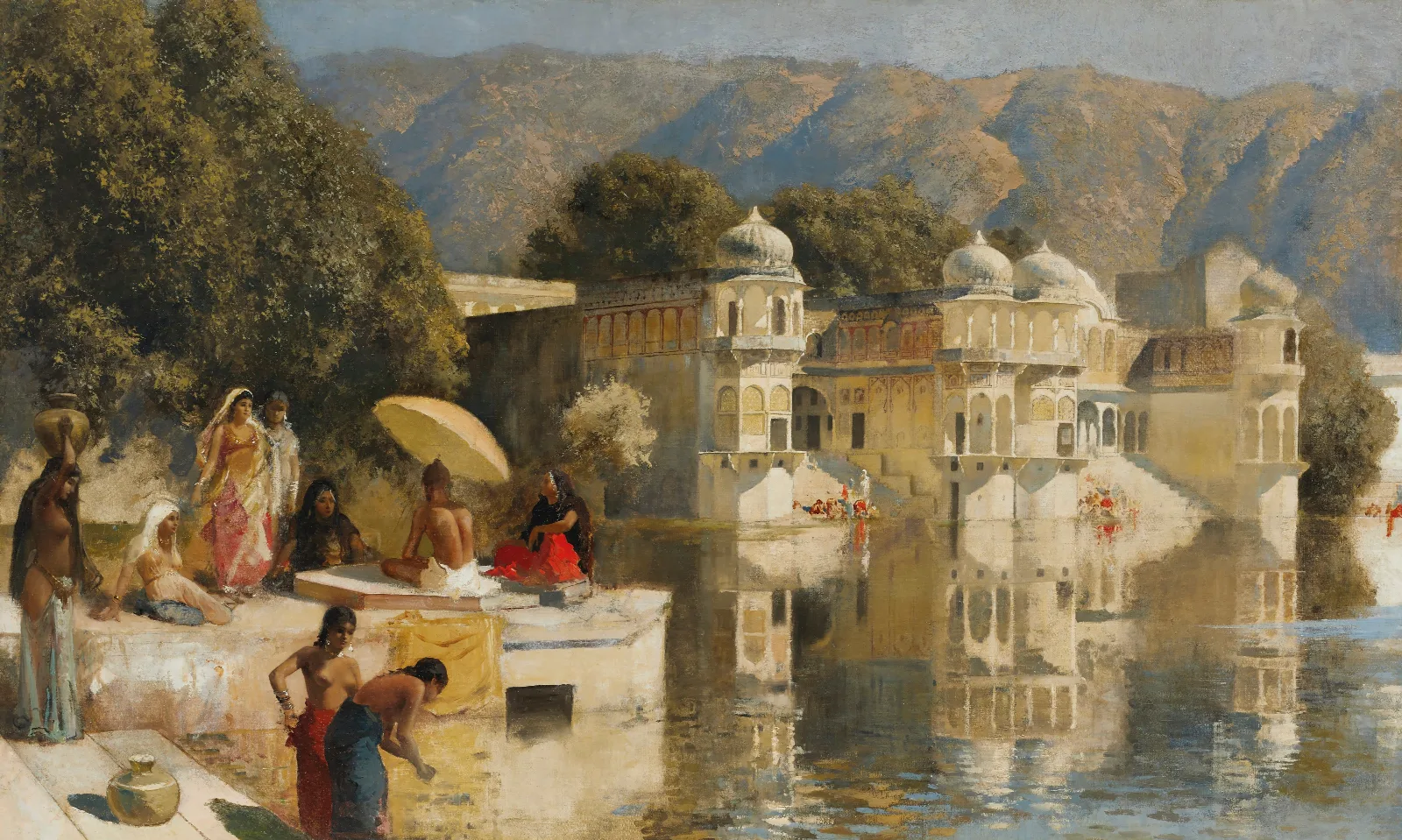 Lake At Oodeypore India 2 Wall Art by Edwin Lord Weeks - Canvas Print