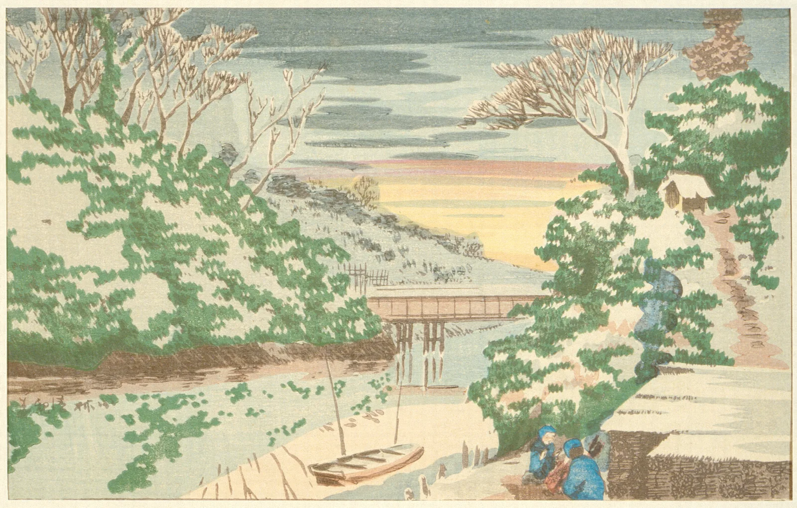 Snow At Ochanomizu 2 Wall Art by Kobayashi Kiyochika - Canvas Print