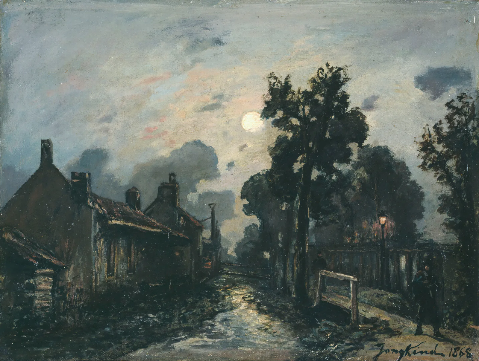 Une Rue A Delft Le Soir Wall Art by Johan Barthold Jongkind - Canvas Print