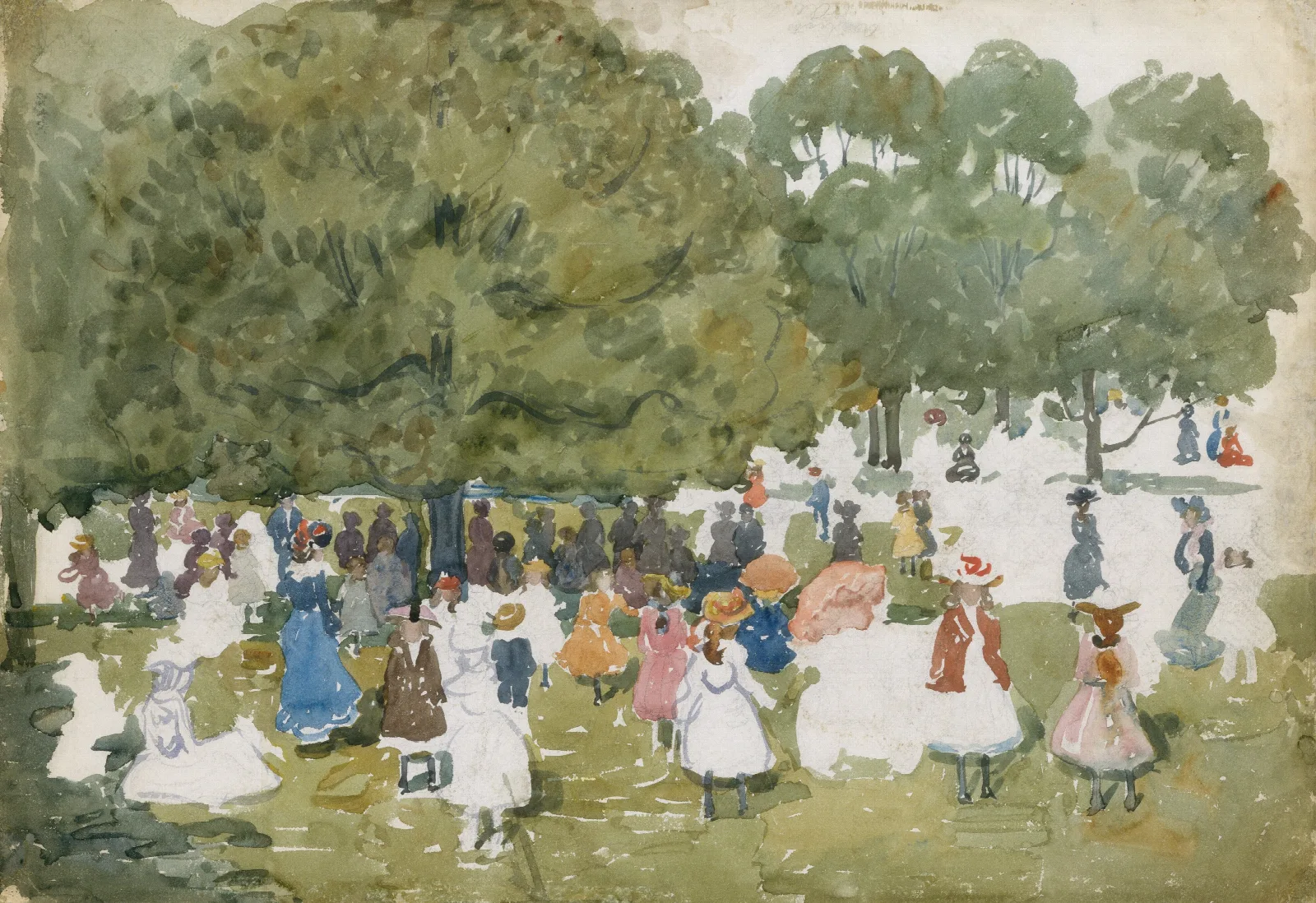 Pedestrians In A Park Wall Art by Maurice Prendergast - Canvas Print