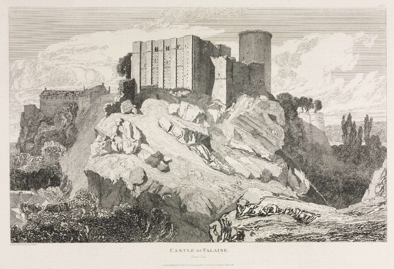 Castle Of Falaise North View Wall Art by John Sell Cotman - Canvas Print