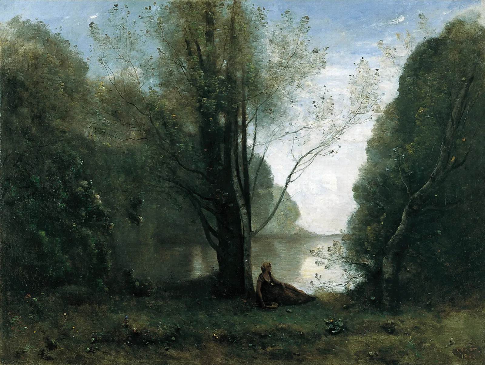 Solitude Recollection Of Vigen Limousin Wall Art by Jean-Baptiste-Camille Corot - Canvas Print
