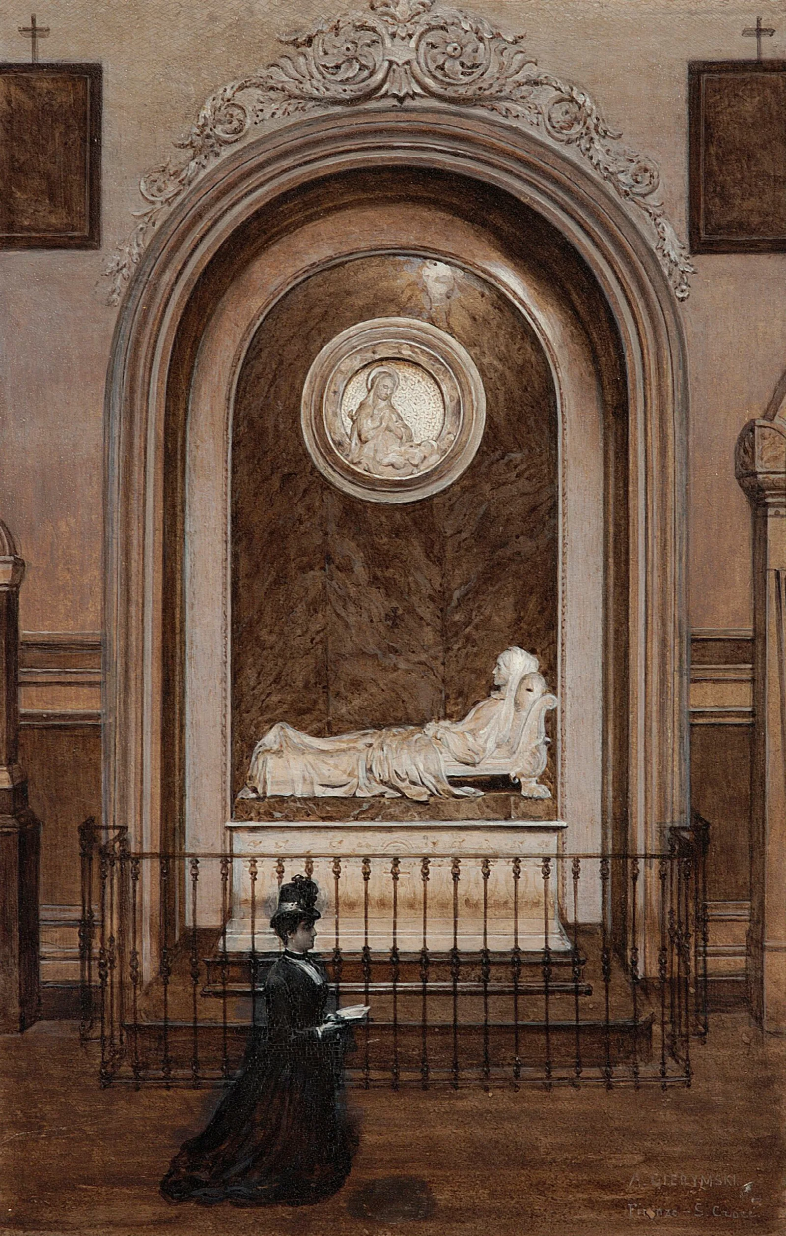 Tomb Of Zofia Zamoyski Nee Czartoryski At The Santa Croce Church In Florence Wall Art by Aleksander Gierymski - Canvas Print