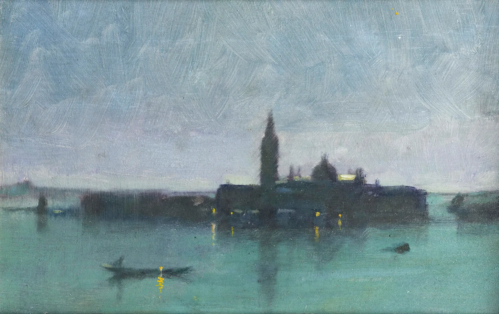 San Giorgio Maggiore From The Lagoon By Moonlight Venice Wall Art by James Jebusa Shannon - Canvas Print