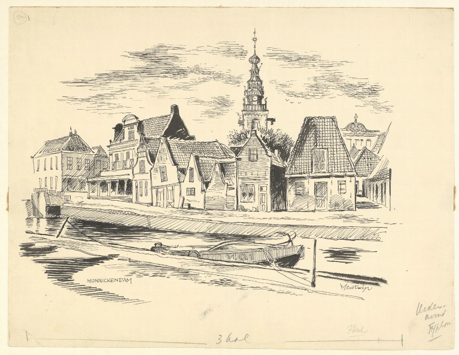 Gezicht Op Een Straat In Monnickendam Met Op De Achtergrond De Speeltoren Wall Art by Maarten Oortwijn - Canvas Print