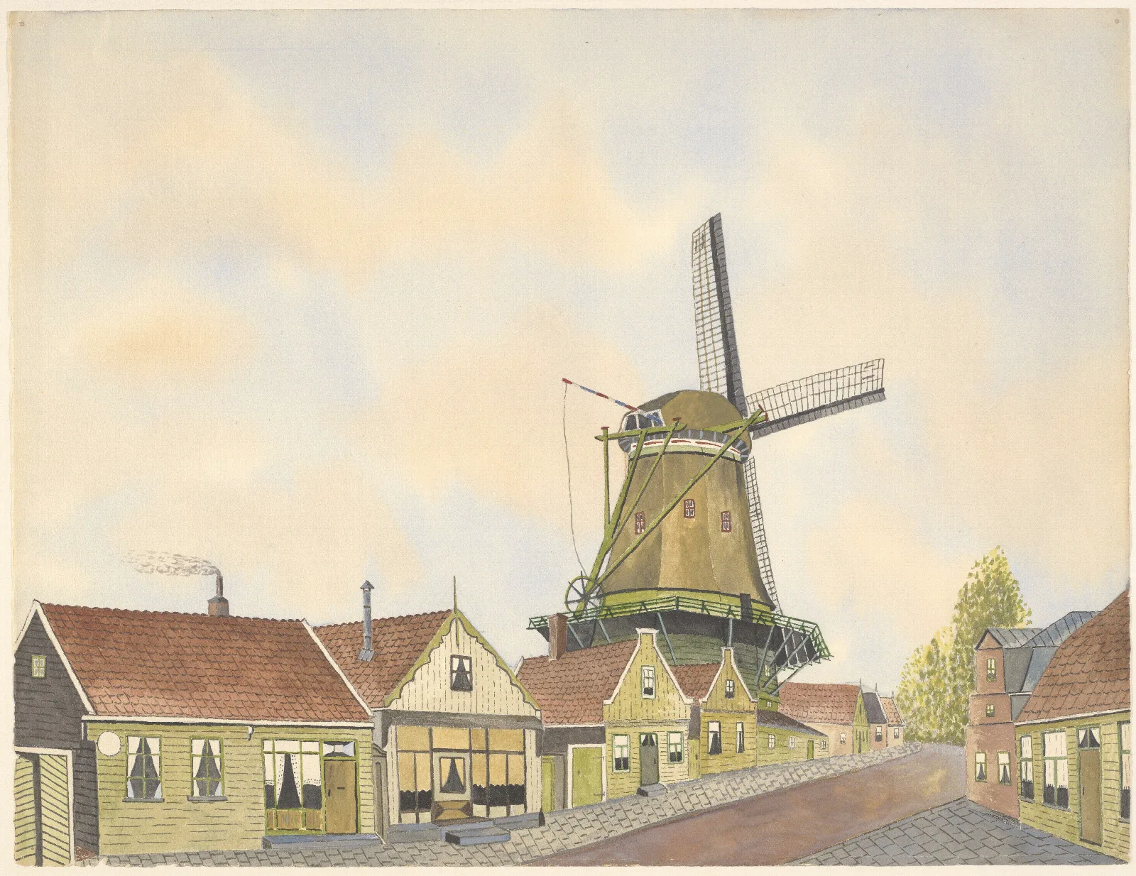 Meelmolen De Dood En Houten Huizen Aan De Lagedijk Wall Art by Johannes Nicolaas Eijman - Canvas Print