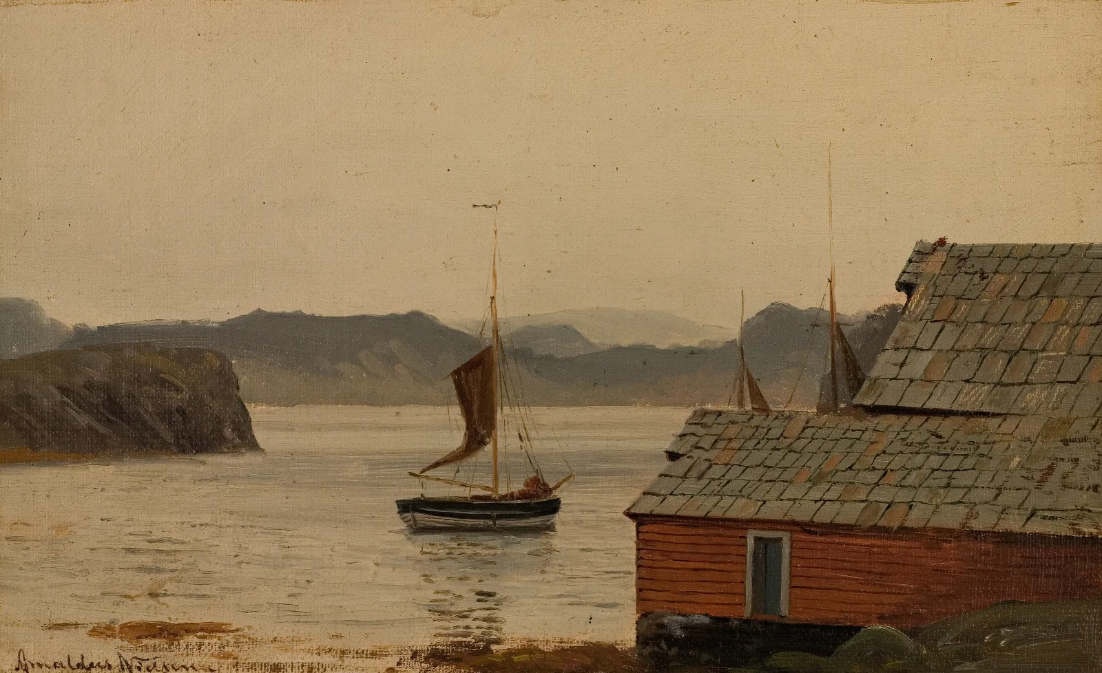 Fjordstudie 2 Wall Art by Amaldus Nielsen - Canvas Print