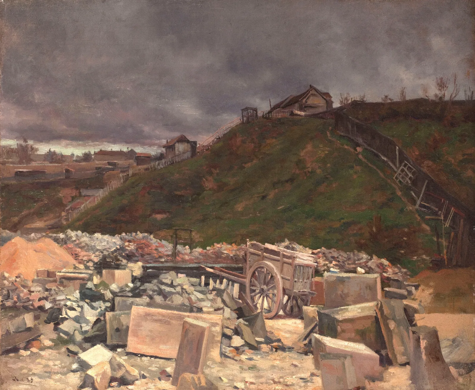 Depot De Paves A Montmartre Paysage A La Charrette Wall Art by Maximilien Luce - Canvas Print
