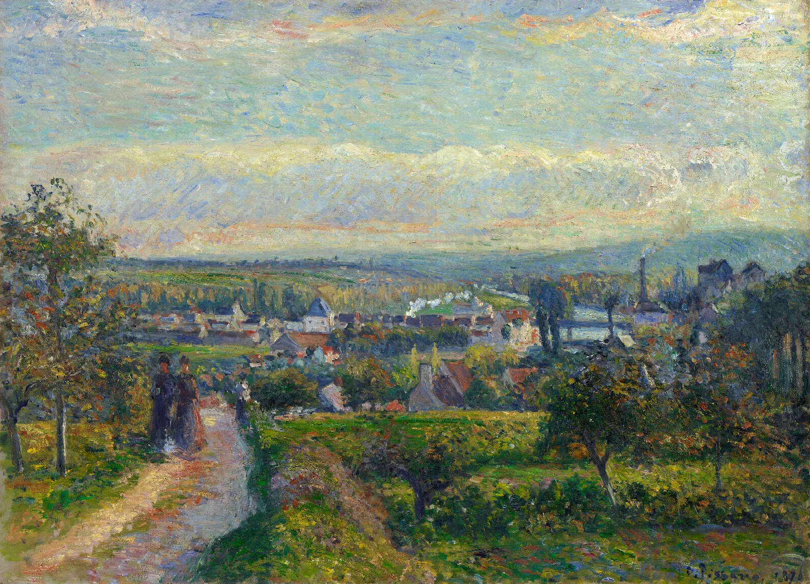 View Of Saint Ouen Laumone Wall Art by Camille Pissarro - Canvas Print