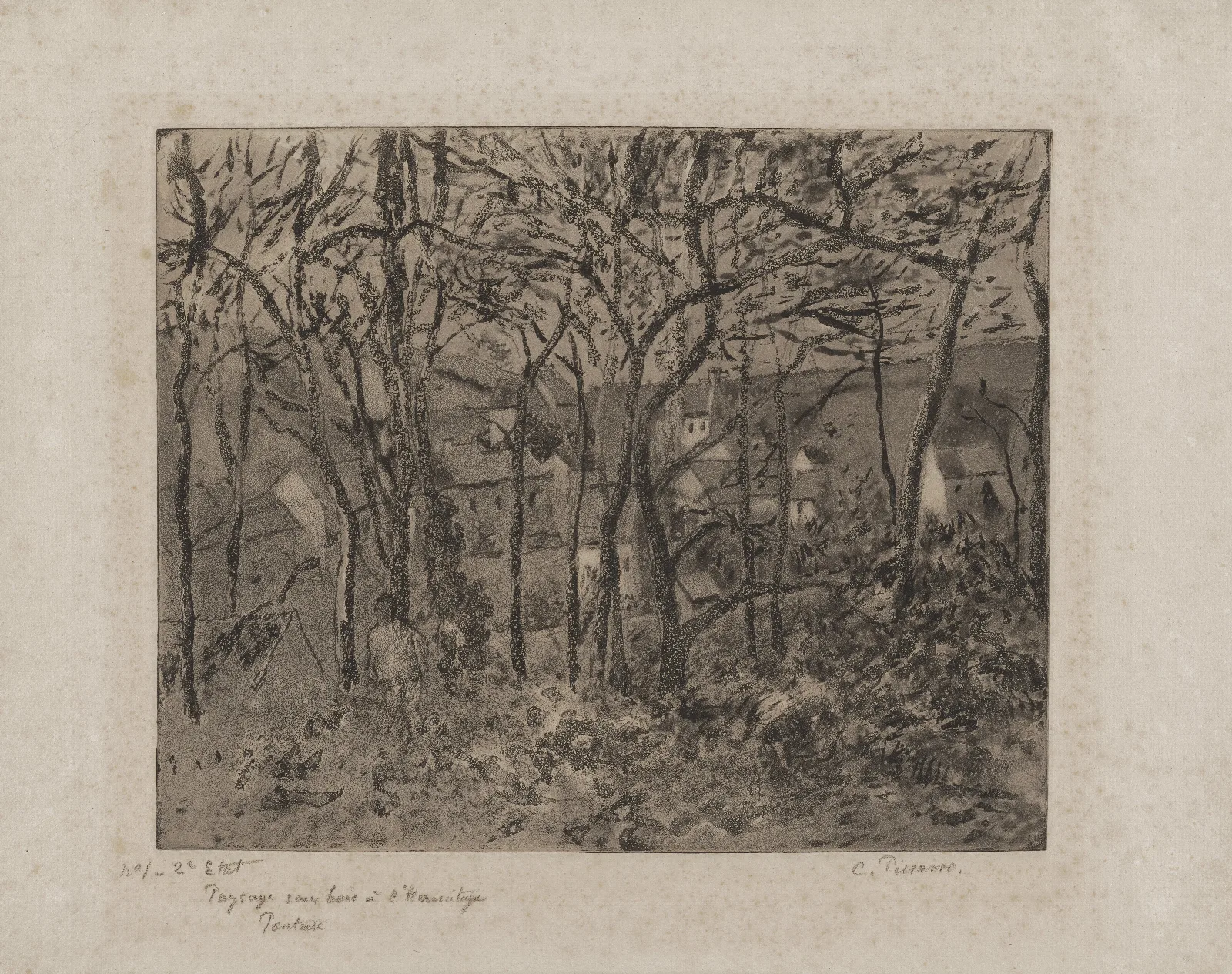 Wooded Landscape At The Hermitage Wall Art by Camille Pissarro - Canvas Print