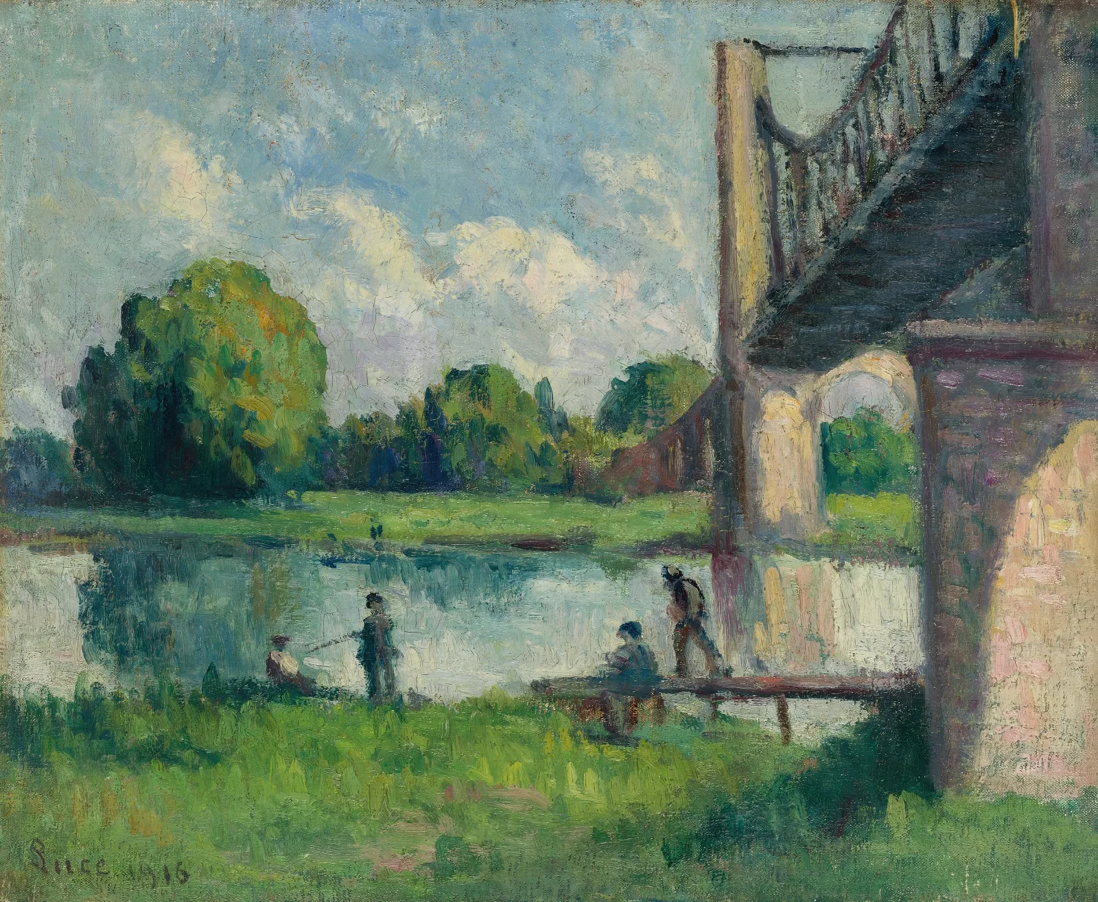 Pont Aux Environs Dangers Wall Art by Maximilien Luce - Canvas Print