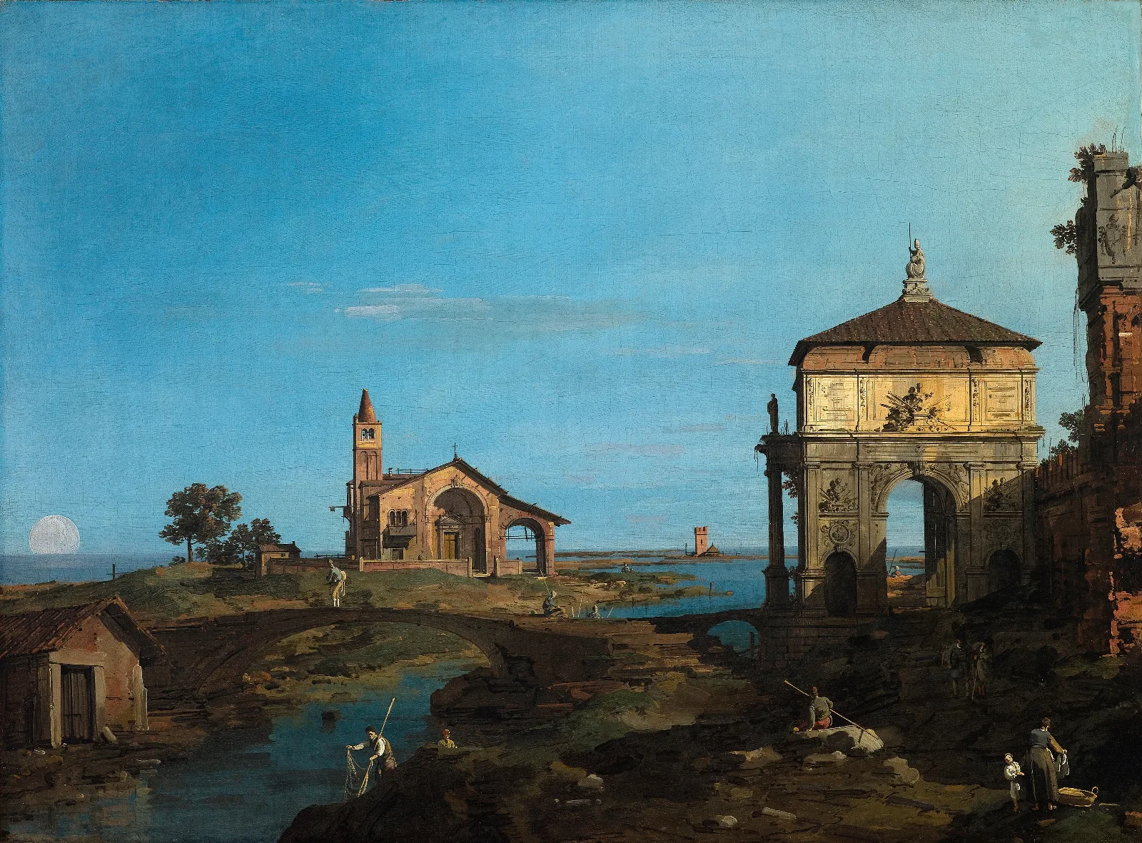 An Island In The Lagoon With A Gateway And A Church Wall Art by Canaletto - Canvas Print
