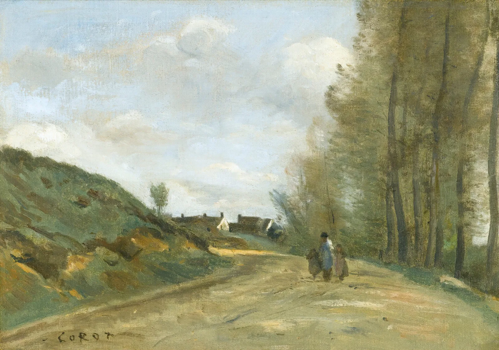 La Route De Gouvieux Pres De Chantilly Wall Art by Jean-Baptiste-Camille Corot - Canvas Print