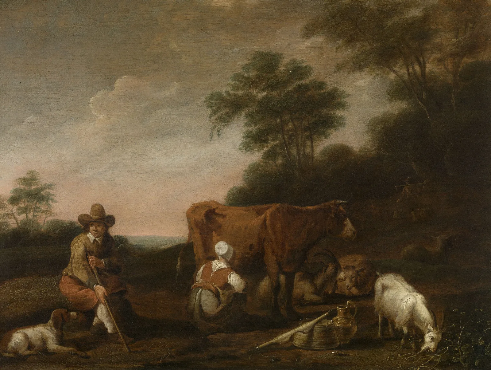 Landscape With Shepherd And Milkmaid Wall Art by Aelbert Cuyp - Canvas Print