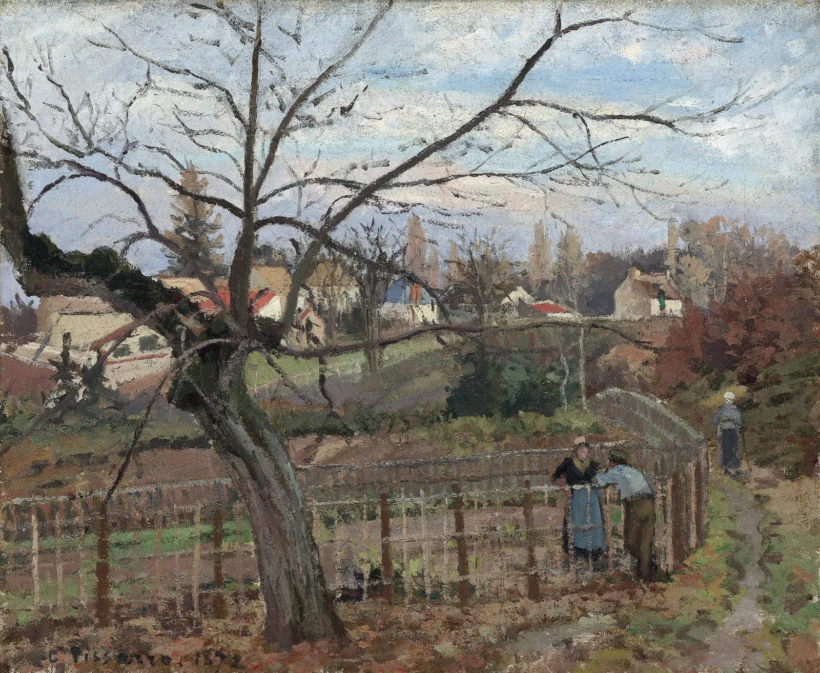 The Fence Wall Art by Camille Pissarro - Canvas Print