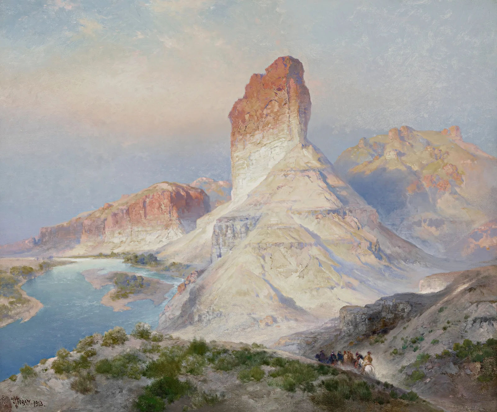 The Castle Rock Green River Wyoming Indian Summer Green River Wyoming Wall Art by Thomas Moran - Canvas Print
