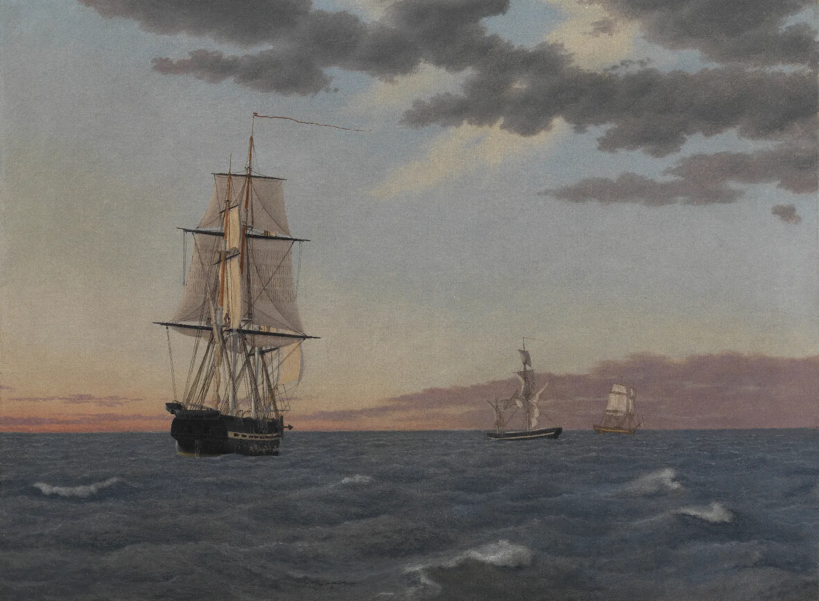 The Corvette Galathea Lying To In Order To Send Help To The Brig St Jean Wall Art by Christoffer Wilhelm Eckersberg - Canvas Print