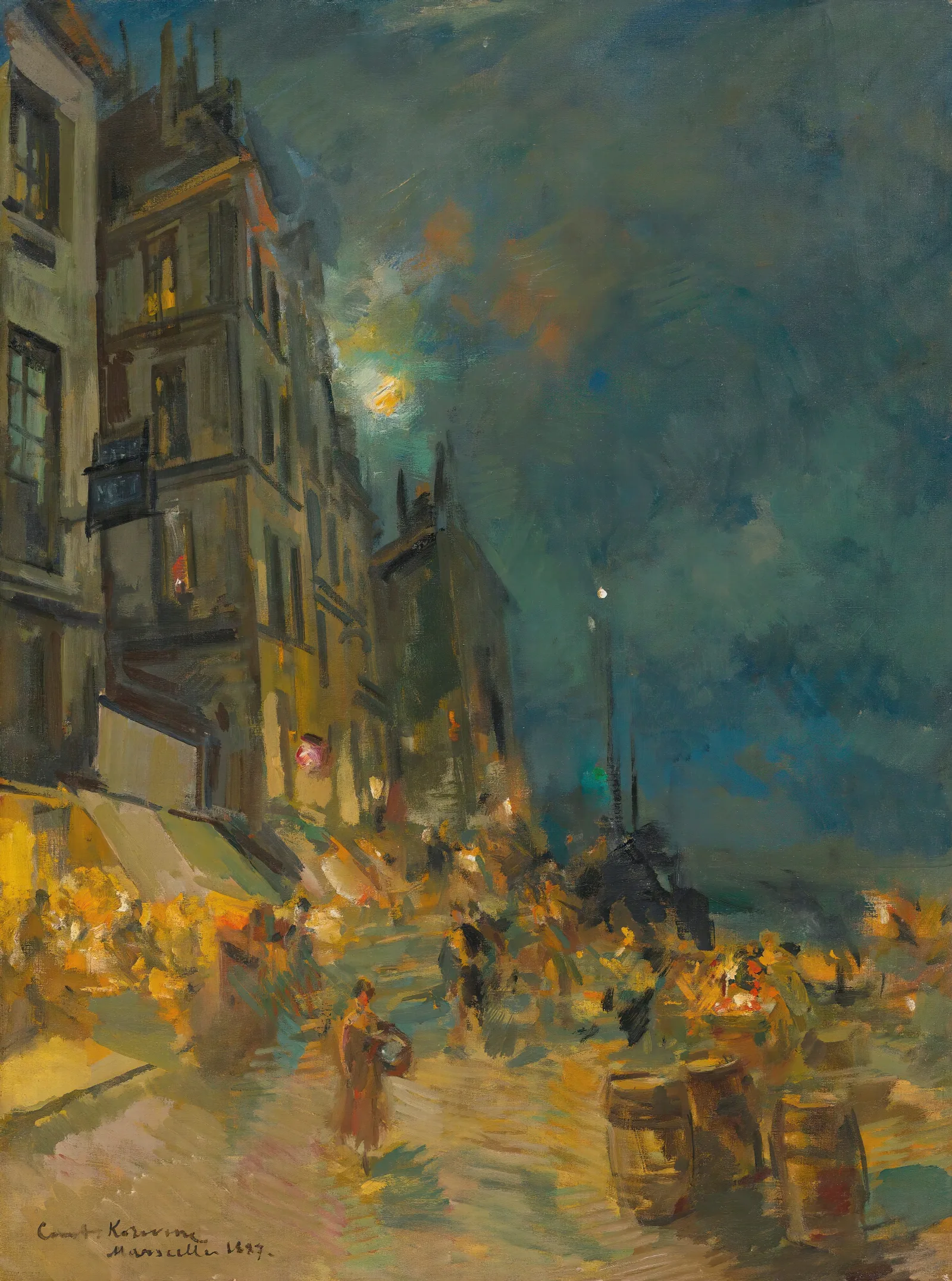 Marseilles Quay By Night Wall Art by Konstantin Alexeevich Korovin - Canvas Print