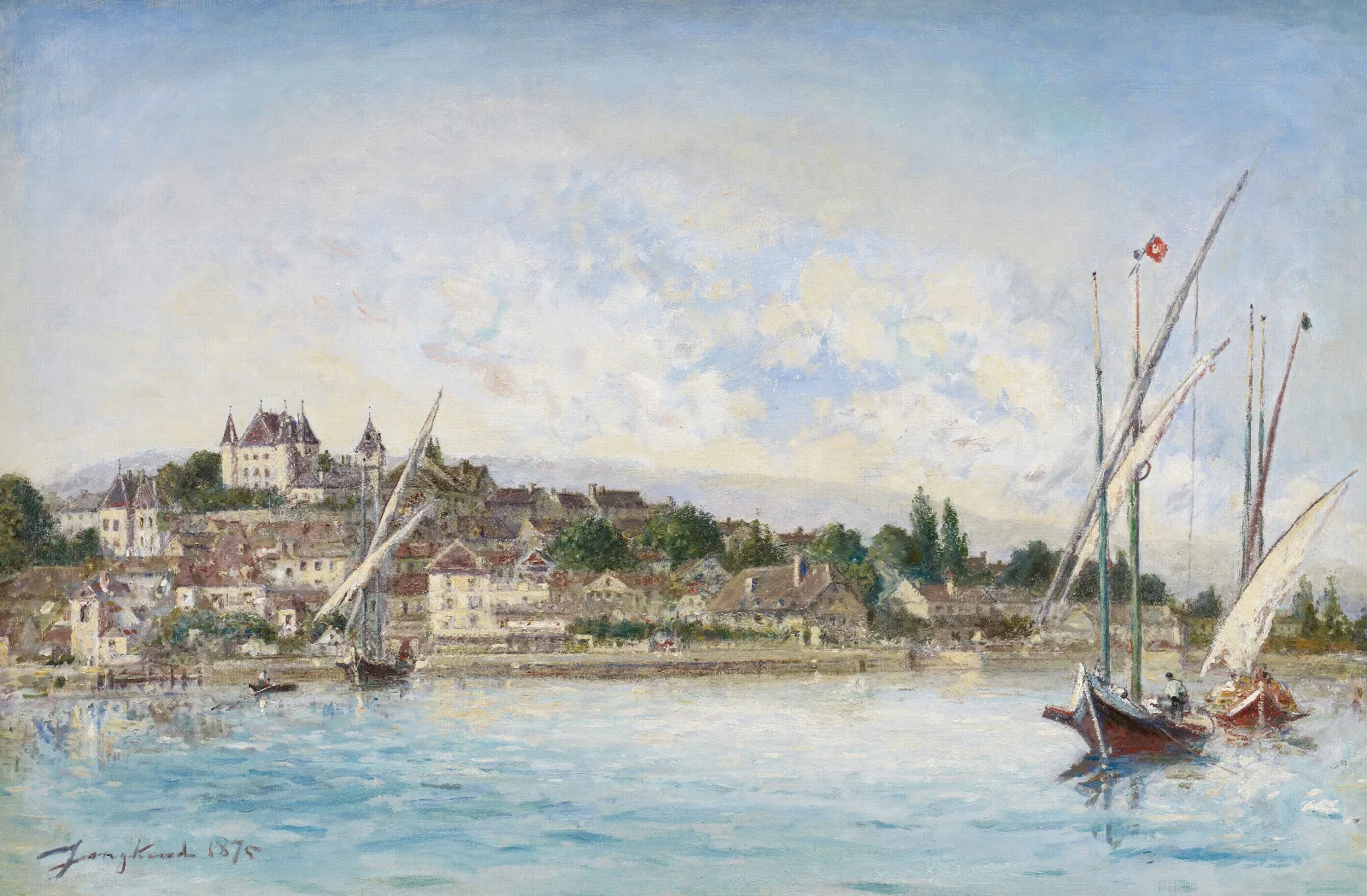 View Of Lake Leman At Nyon Wall Art by Johan Barthold Jongkind - Canvas Print