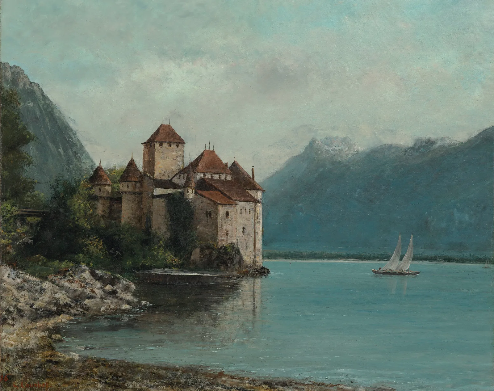 Le Chateau De Chillon Lake Geneva Wall Art by Gustave Courbet - Canvas Print