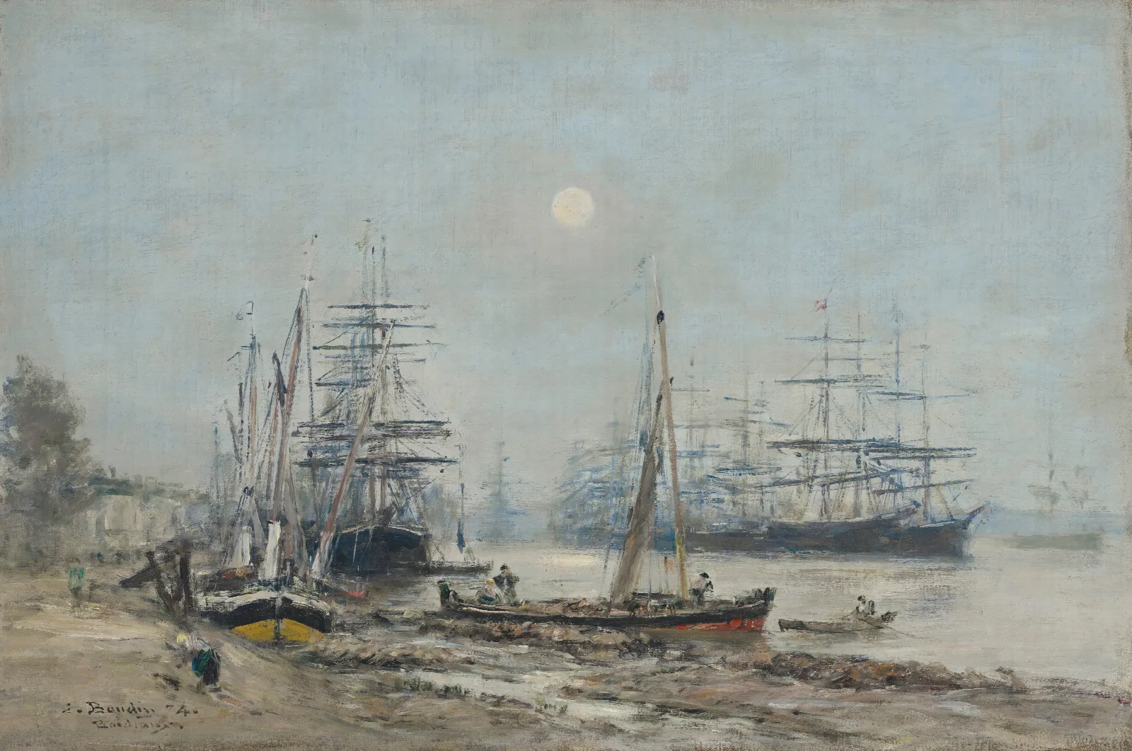Bordeaux Trois Mats Dans Le Port Wall Art by Eugène Boudin - Canvas Print