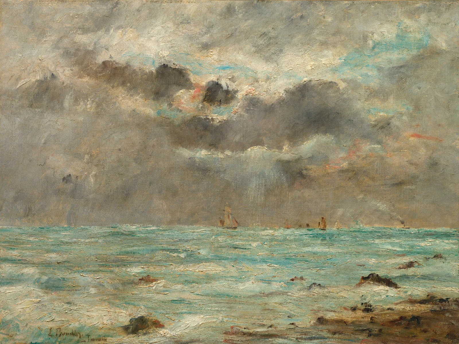The Coast At Trouville Wall Art by Eugène Boudin - Canvas Print