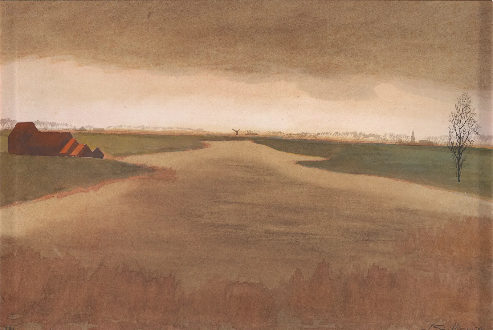 Landschap Keignaertkreek Te Zandvoorde Wall Art by Léon Spilliaert - Canvas Print