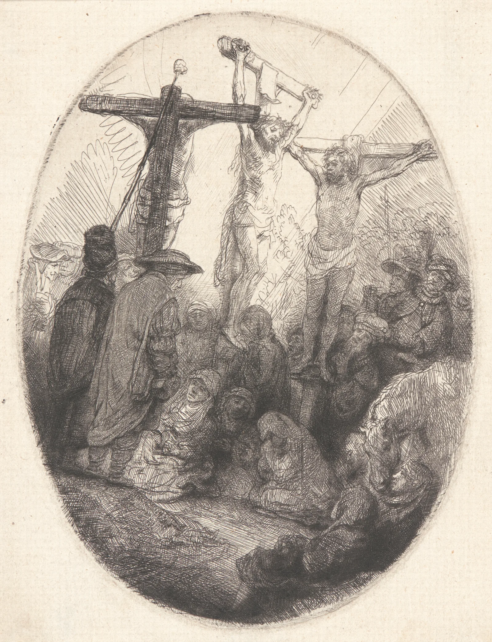 Christ Crucified Between The Two Thieves Wall Art by Rembrandt van Rijn - Canvas Print