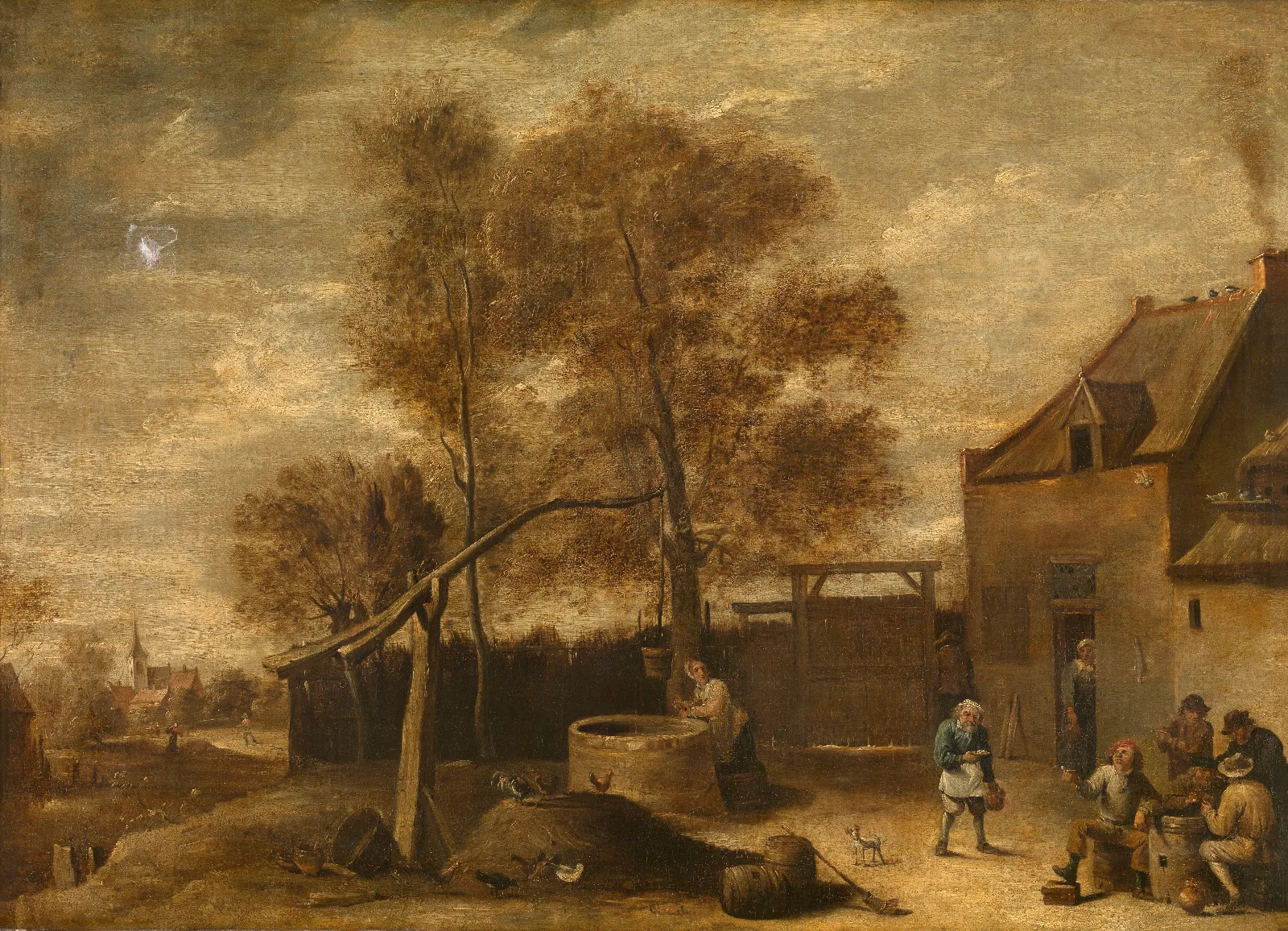 In The Farmyard 4 Wall Art by David Teniers The Younger - Canvas Print