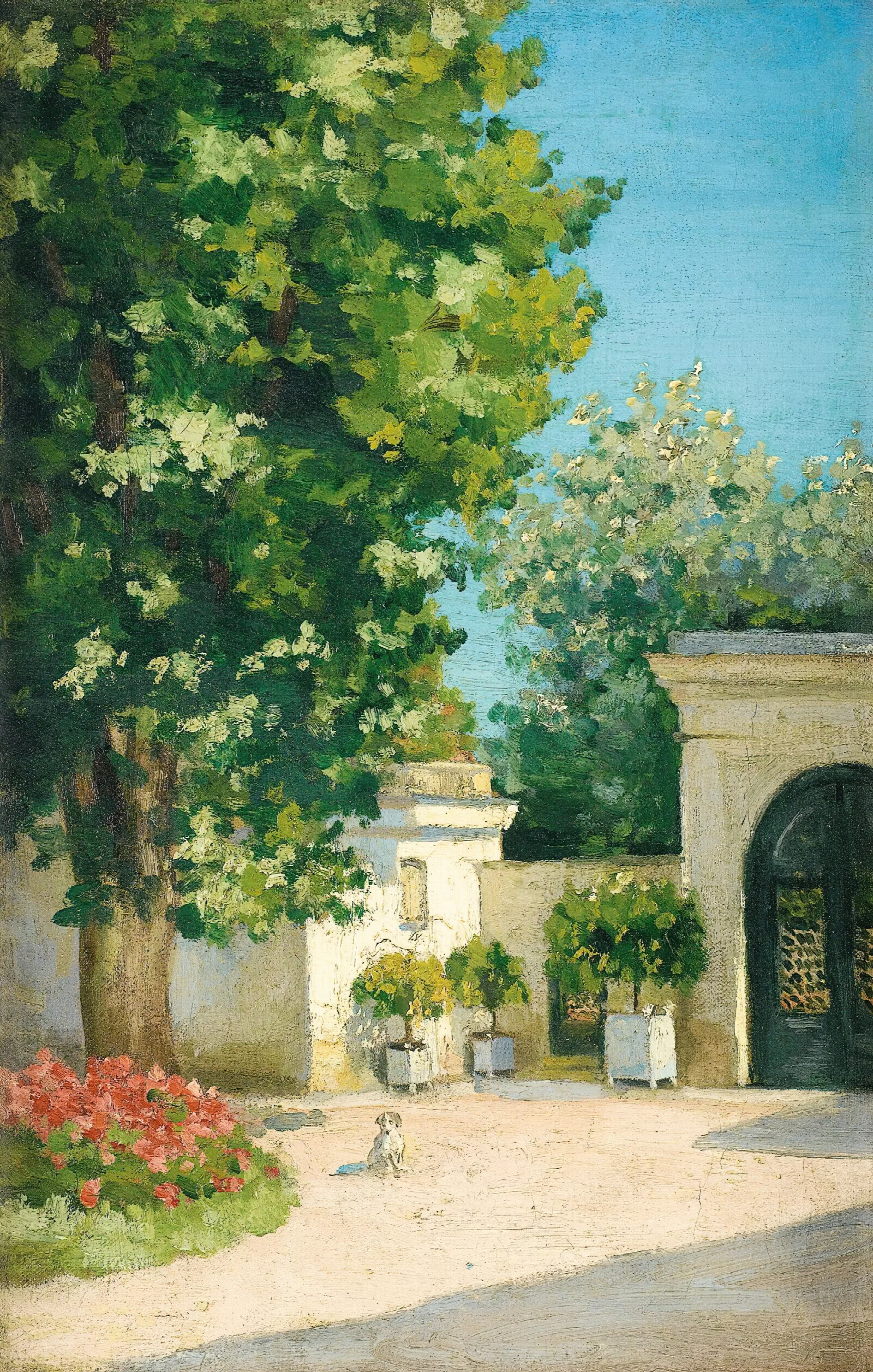 Yerres De Lexedre Le Porche De La Demeure Familiale Wall Art by Gustave Caillebotte - Canvas Print