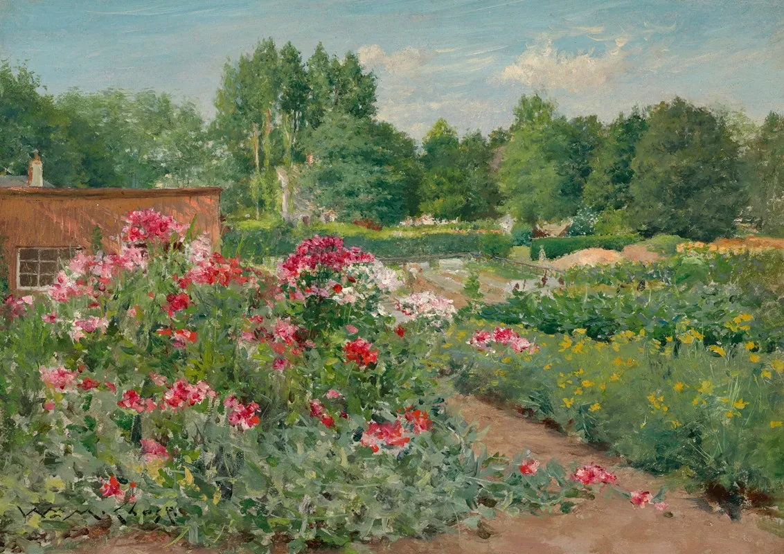Flower Beds Central Park Wall Art by William Merritt Chase - Canvas Print