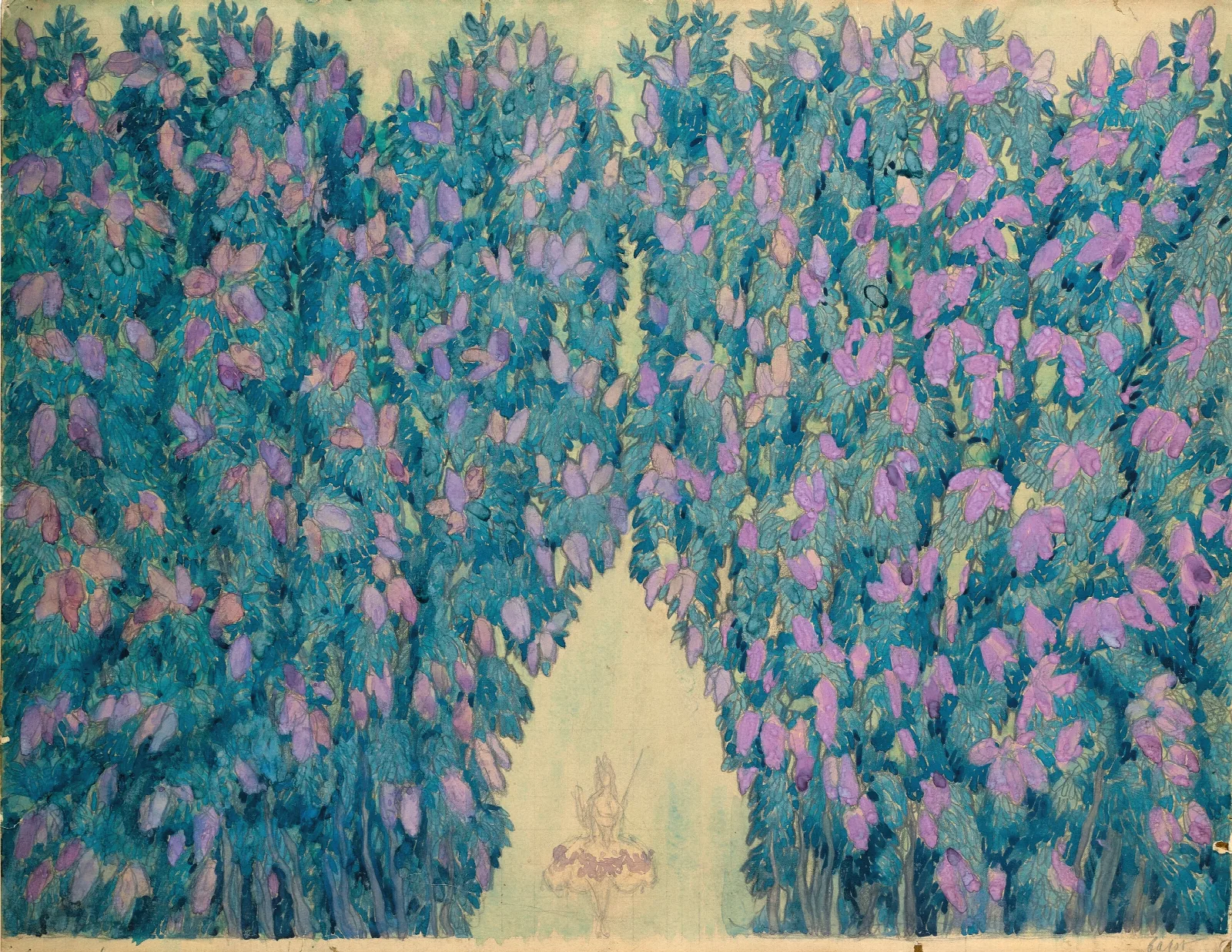 Set Design For La Belle Au Bois Dormant La Poussee Des Lilas Wall Art by Léon Bakst - Canvas Print