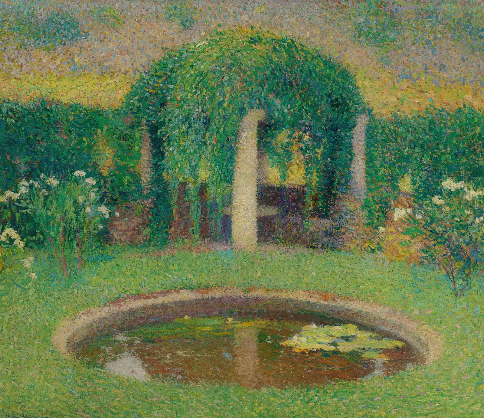 Petit Bassin Pres De La Tonnelle Sud De Marquayrol Jardin De Lartiste Wall Art by Henri Martin - Canvas Print