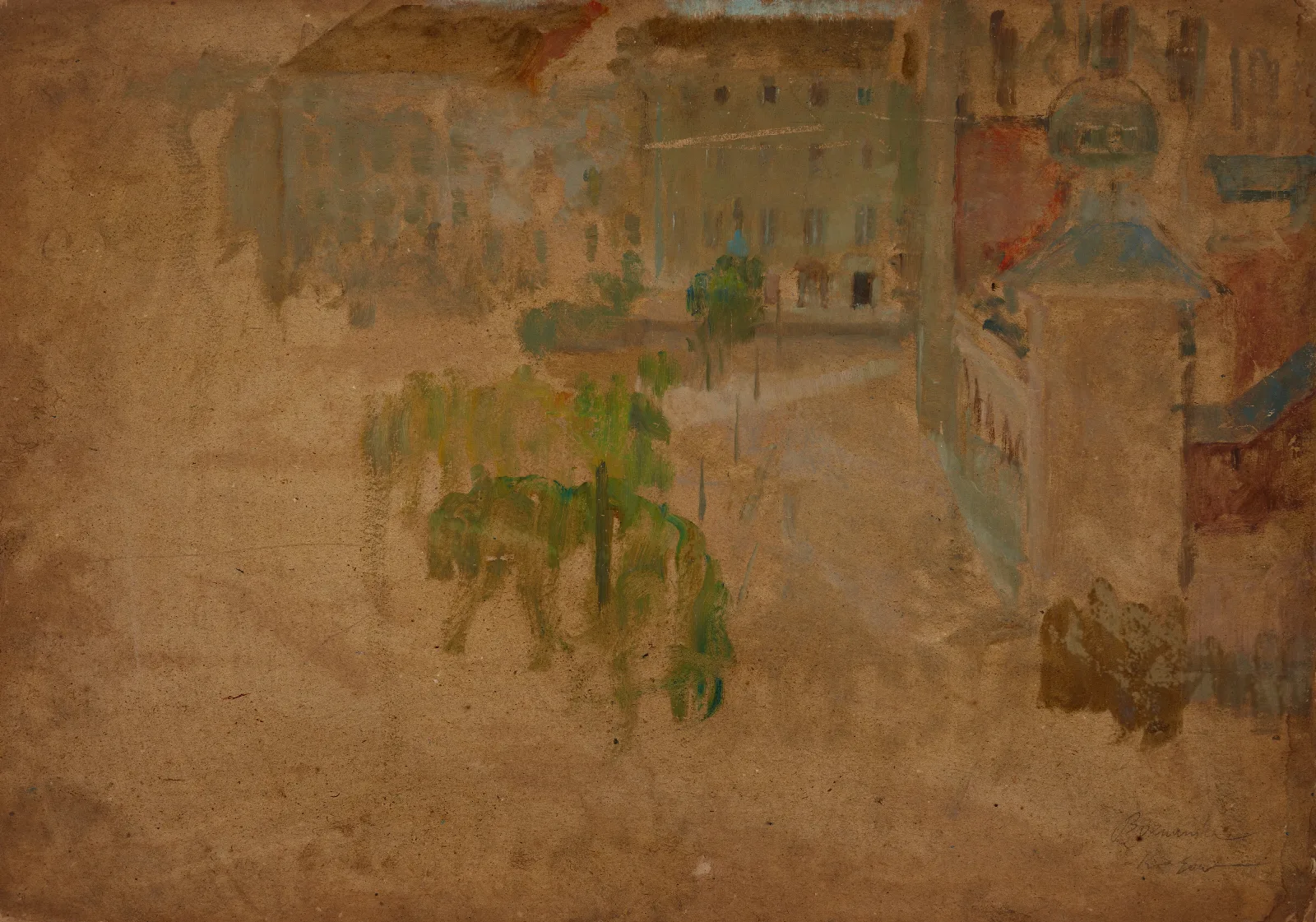 Main Market Square In Krakow Fragment Of A Street Wall Art by Olga Boznanska - Canvas Print