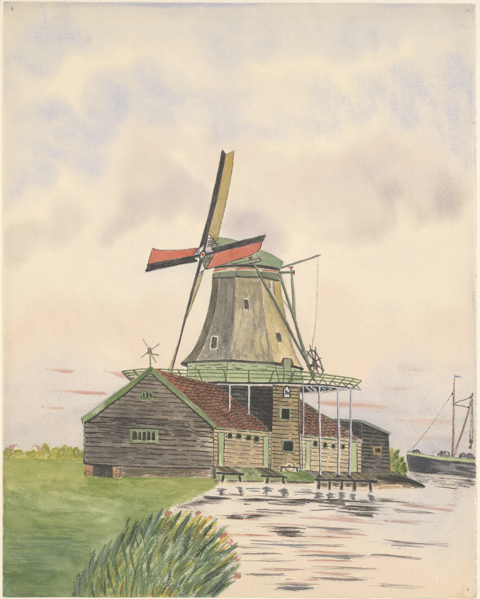Molen Olimolen De Vrijheid Aan De Noorddijk Gesloopt 1896 Wall Art by Johannes Nicolaas Eijman - Canvas Print